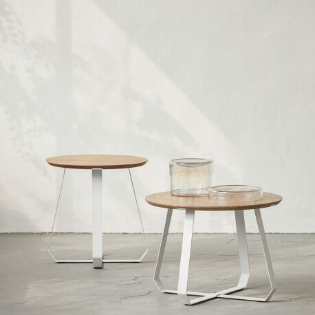 SHUNAN - table basse frêne et métal ø 46 cm