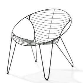 WIRE - fauteuil lounge en aluminium laqué noir