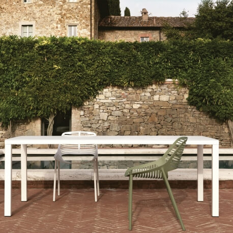EASY - table en aluminium blanc 220 x 100 cm
