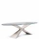 NEXUS - table ovale en Baydur et verre 280 x 120 cm