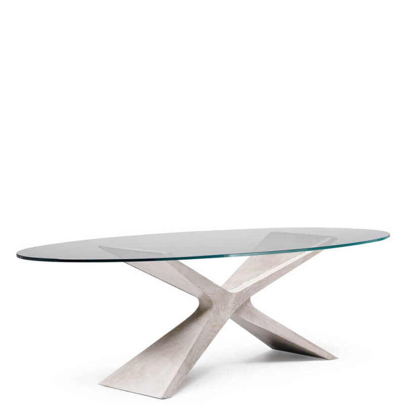 table ovale NEXUS en Baydur et plateau verre 280 x 120cm - marque Midj