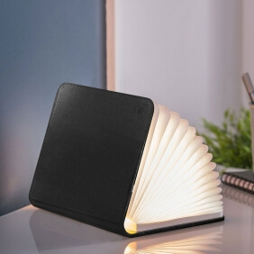 SMART BOOKLIGHT - lampe sans fil cuir noir 21 cm