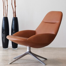 UMA EJ 10 - fauteuil rotatif en cuir aniline Elegance