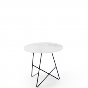 ERMIONE - table basse ronde verre marbre diamètre 50 cm