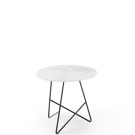 ERMIONE - table basse ronde verre marbre diamètre 50 cm