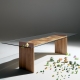 RIPPLES - table verre et bois 280 x 100 cm