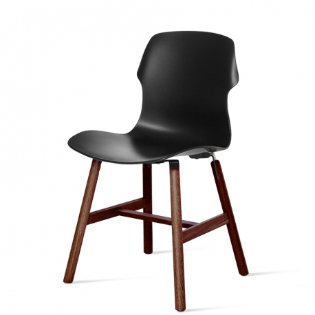 STEREO WOOD - chaise piètement noyer (lot de 2)