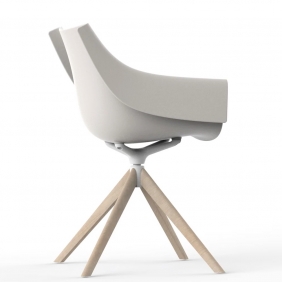 MANTA - chaise rotative piètement bois (lot de 2)