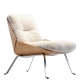 REI - fauteuil tissu et chêne avec accoudoirs
