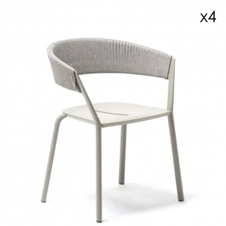 RIA - chaise de jardin avec cordages (lot de 4)