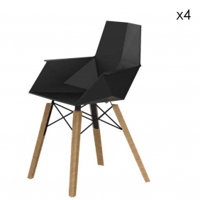 FAZ WOOD - chaise en polypropylène piètement bois (lot de 4)
