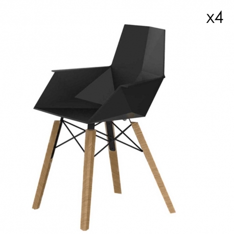 FAZ WOOD - chaise en polypropylène piètement bois (lot de 4)