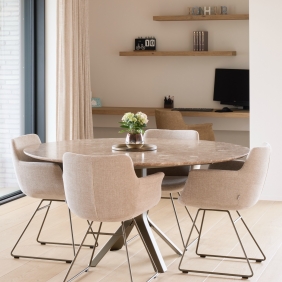 FIZZ - table ronde céramique marbre beige