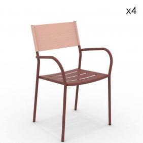 VERA - chaise aluminium et Batyline (lot de 4)