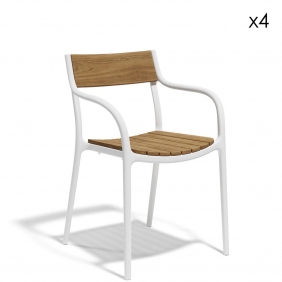 MADISON - chaise de jardin assise bois (lot de 4)