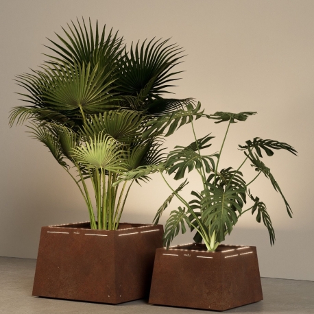 CUBITUS SQUARE - jardinière lumineuse en corten