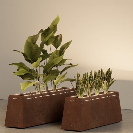 CUBITUS RECTANGLE - jardinière lumineuse en corten