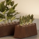 CUBITUS RECTANGLE - jardinière lumineuse en corten
