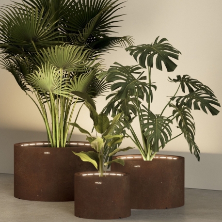 TANK - jardinière en corten avec éclairage led