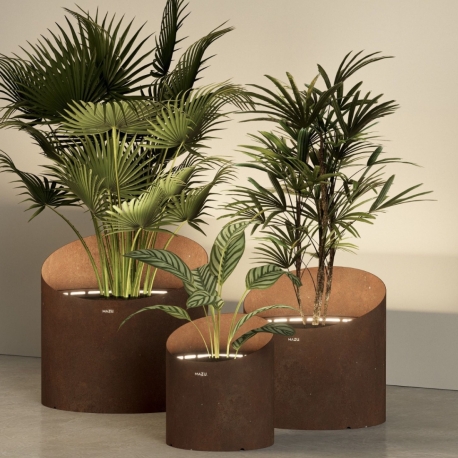 WEDGE - jardinière en corten avec éclairage led